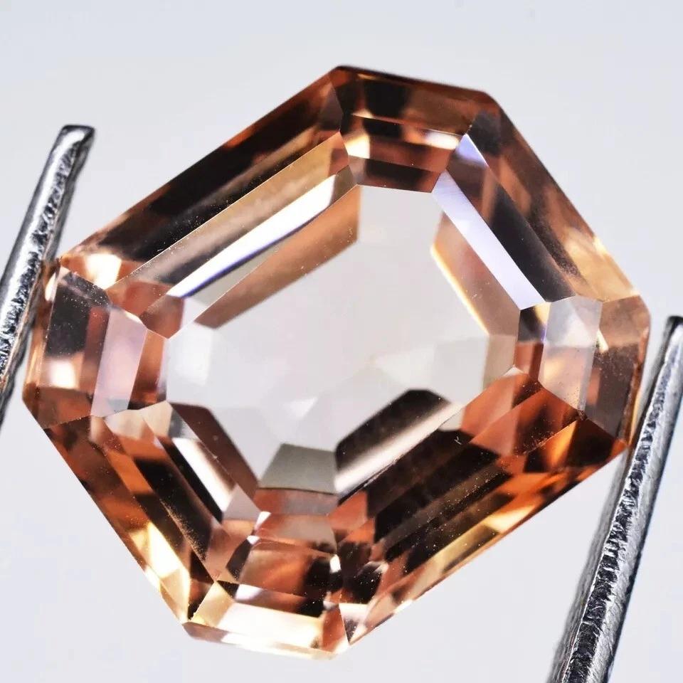 Morganit Glänzend Golden Natürlich 10-11 Karat Asscher Schliff Fabelhafter Zertifizierter Edelstein