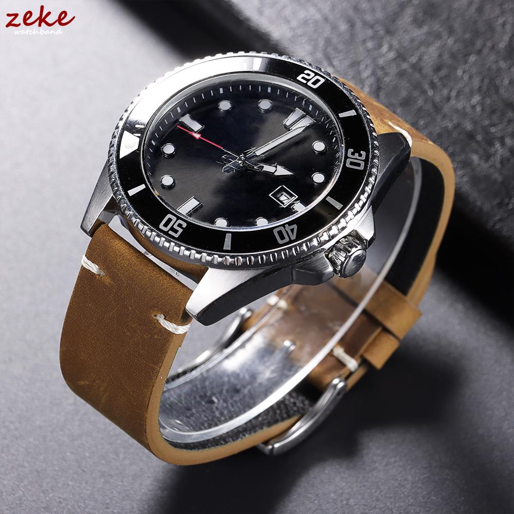 Vintage Calfskin Watch Band 18mm 20mm 21mm 22mm Handmade Stitching Cowhide Strap for Omega for Seiko Men's Brown Black Wristband