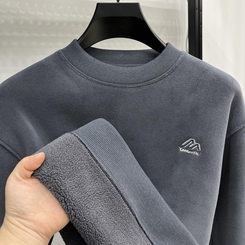 Men's High-End Velvet Hoodie: Round Neck, Warm Winter, Double-Sided Berber Fleece, Plus Velvet, Thick Base Layer Top