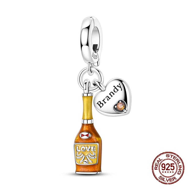 Wine Bottle Charms Copper Rum Brandy Whiskey Tequila Beads Fit 3Mm Original Bracelets Diy Jewelry Birthday Gift