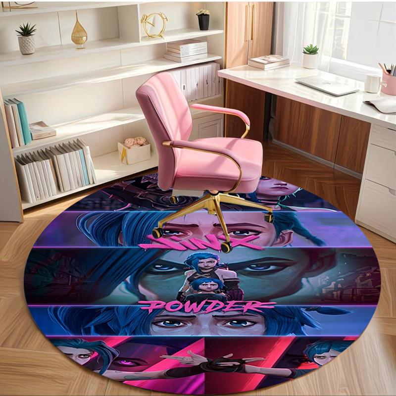 Jinx Print Round Rug, Washable Floor Carpet, For Entryway Dorm Laundry Room Office Study, Home Decor Birthday Christmas Gift