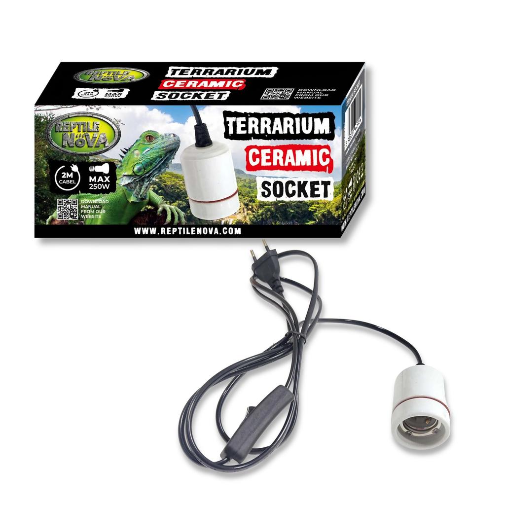 Reptile Nova Ceramic Lampholder with 2m Cable, Max. 250W