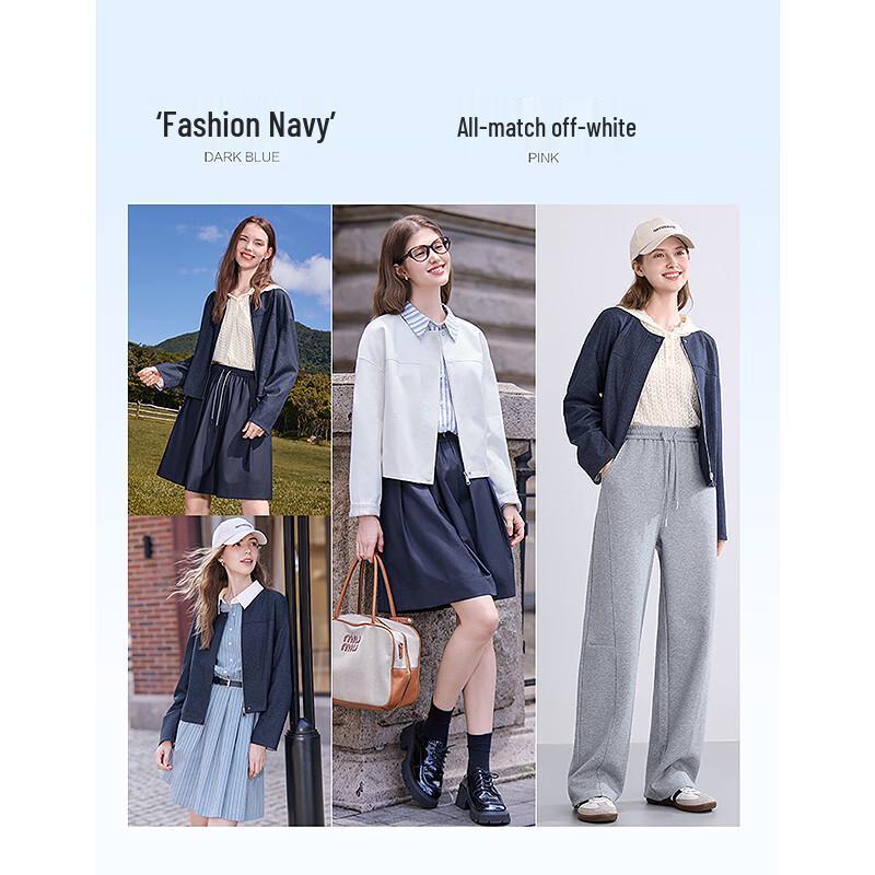 Betu Women's 2025 Autumn Collarless Faux Denim Short Jacket