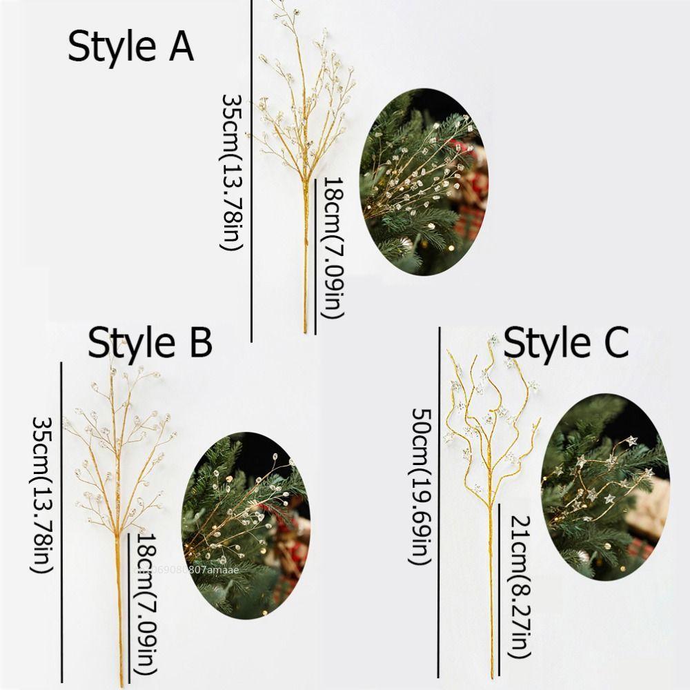 Christmas Decorations Artificial Xmas Branches Berry Picks Ornament Garland Wreath Simple for Party Crystal Stems Acrylic