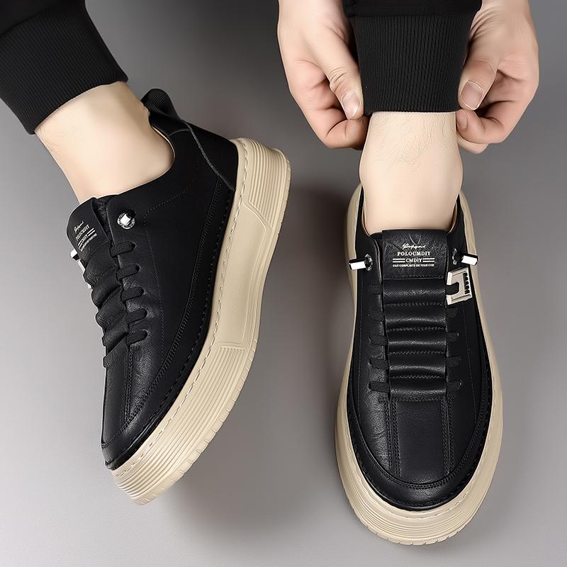 Fashion Fashion Brand Men's Leather Platform Casual Shoes Wear-resistant Thick Soled Men's Oxford Shoes Versatile Outdoor Hiking Shoes