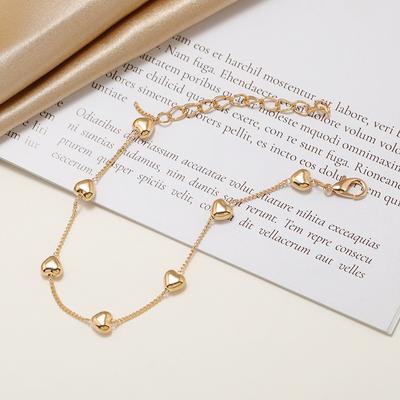 Simple Heart-shaped Gold Women Fashion Jewelry Bracelet Bangle Chain Female Birthday Gift