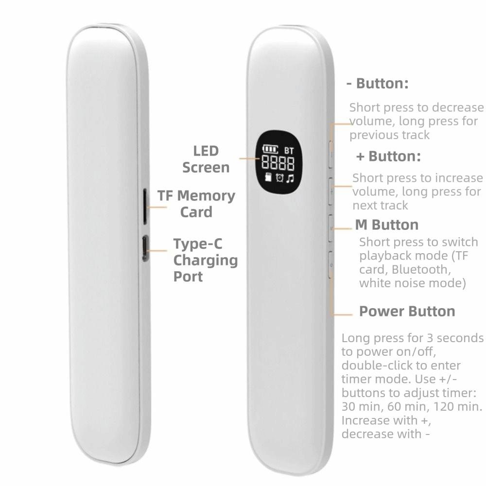 LED Display Under Pillow Speaker Timer Function Pocket Bluetooth Speaker  Side Sleepers