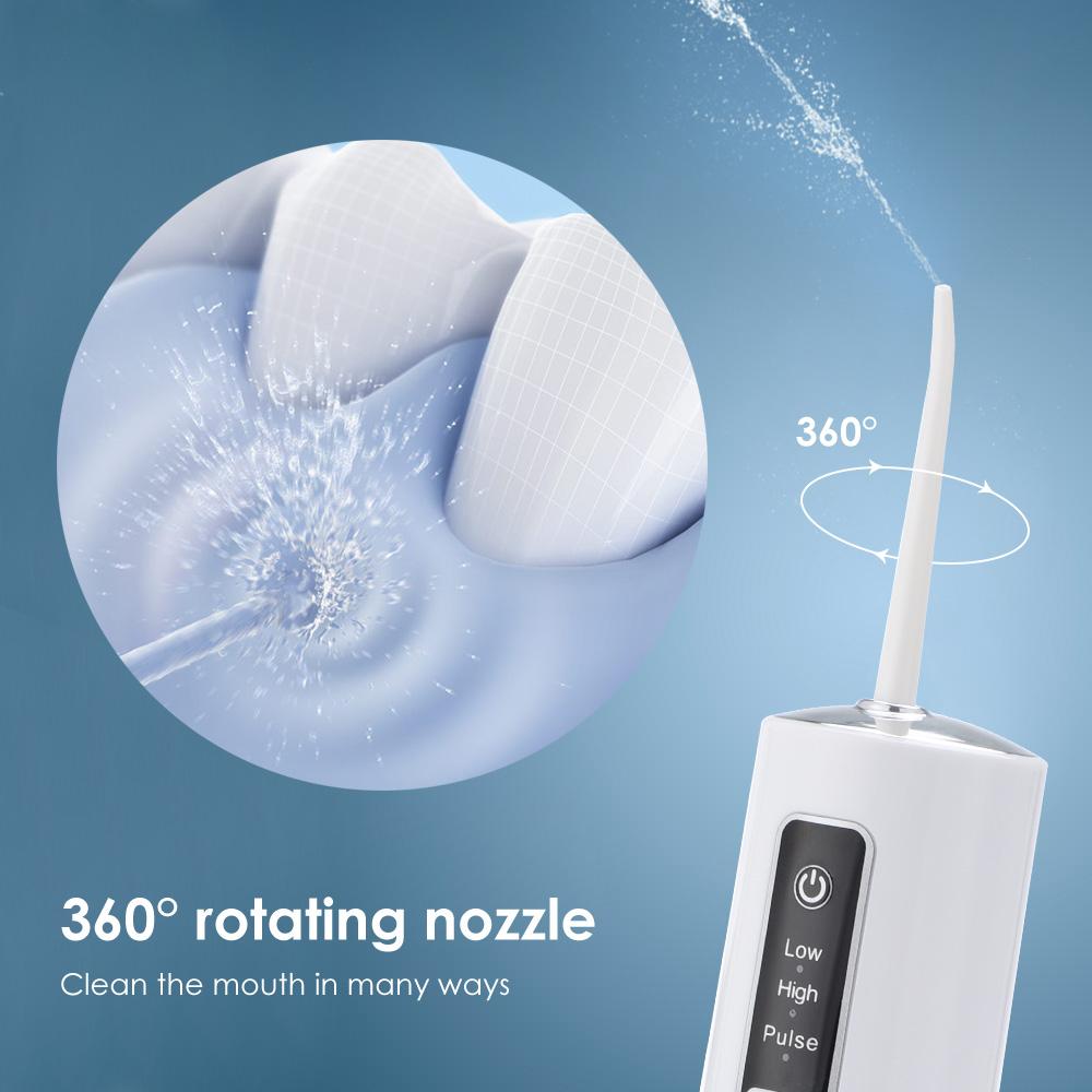 Oral Irrigator Electric Tooth Cleaner Portable Dental Water Flusher with 230ML Water Tank Mouth Washing Teeth Whitening