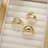 Fashion Gold Color Smooth Geometric Open Rings Set For Women Exaggerated Metal Irregular Thick Chunky Ring Trendy Jewelry Gifts KTJ