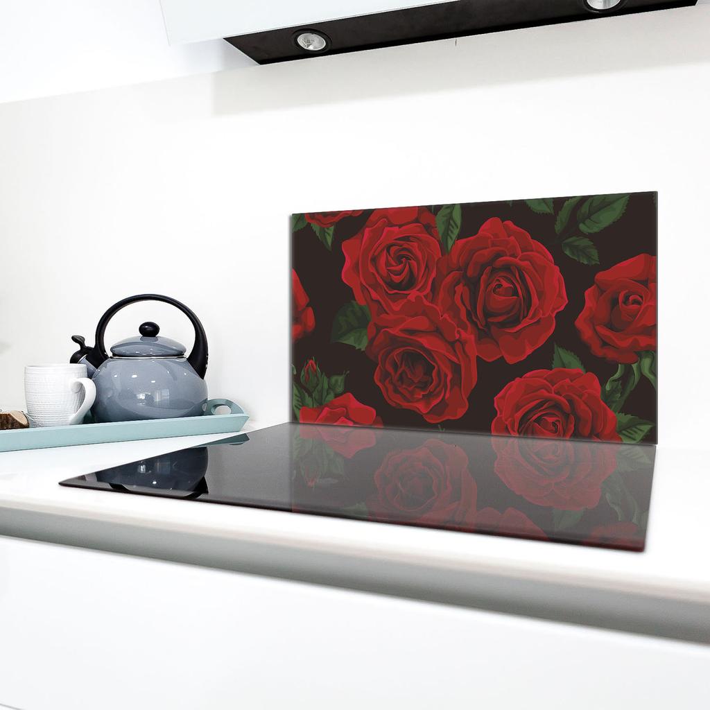 Glas-Kochfeld-Schutzplatte 90x52 Rosen