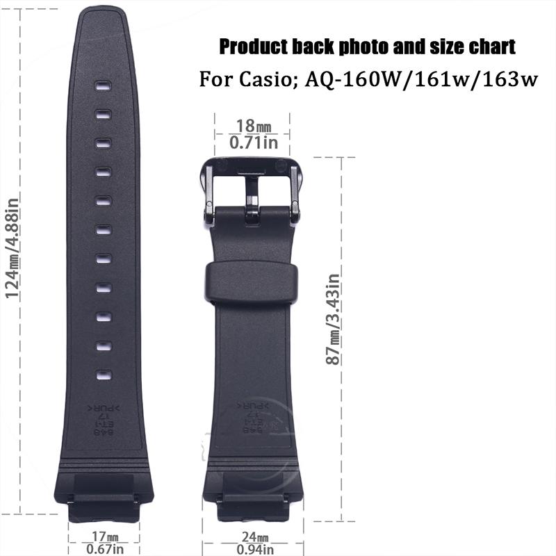 AQ-163w Replacement Strap For Casio AQ-160w AQ-161w Men Watch Band Resin Waterproof Bracelet Watch Accessories
