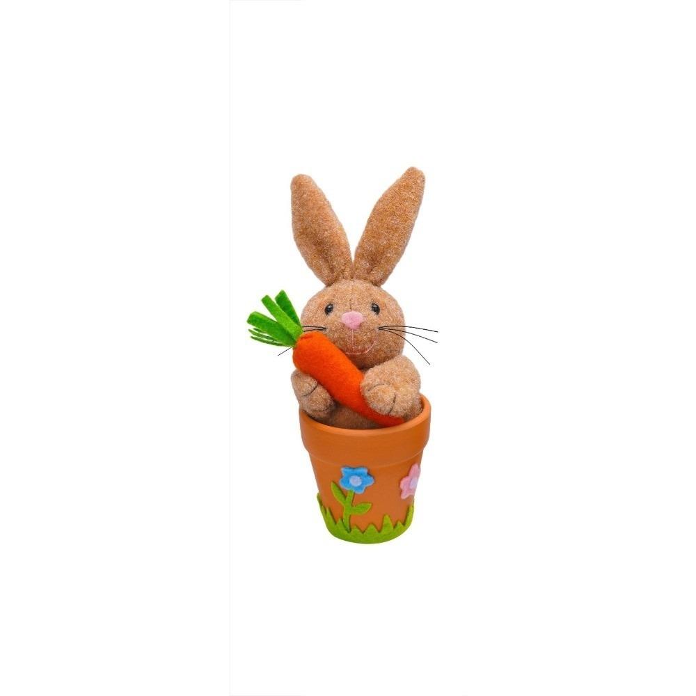 Cartoon Rabbit Holding Carrot Ornament Realistic Country Retro Style Easter Bunny Statue Handmade Flower Pot Ornament