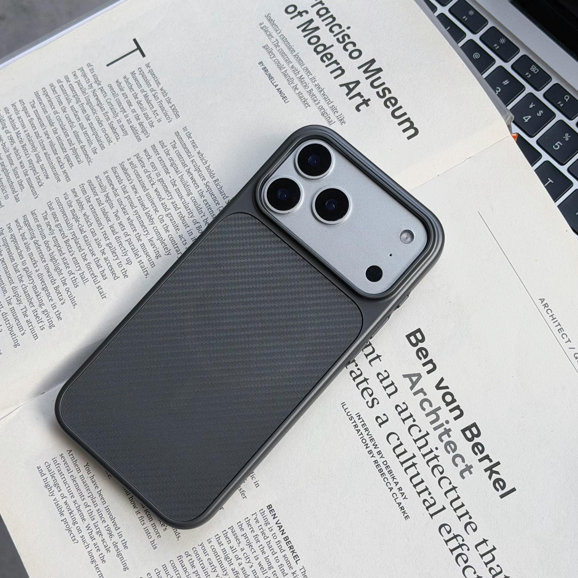 

Titanium Shield Carbon Fiber Magnetic Case for Apple iPhone 17 Pro Max, 16, 15 - Skin Feel & Drop Protection. iPhone 17 Pro