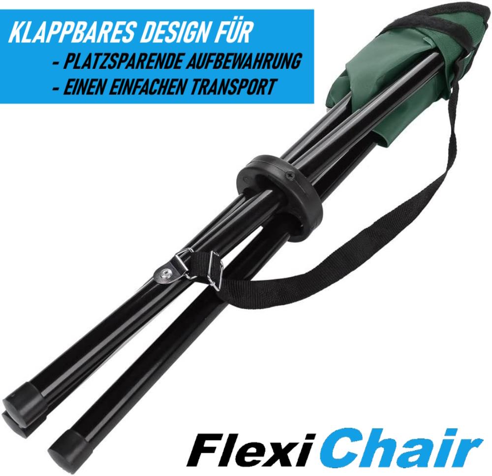 FLEXICHAIR Camping Stuhl Angler Hocker Faltbar Klappstuhl Dreibein Falthocker