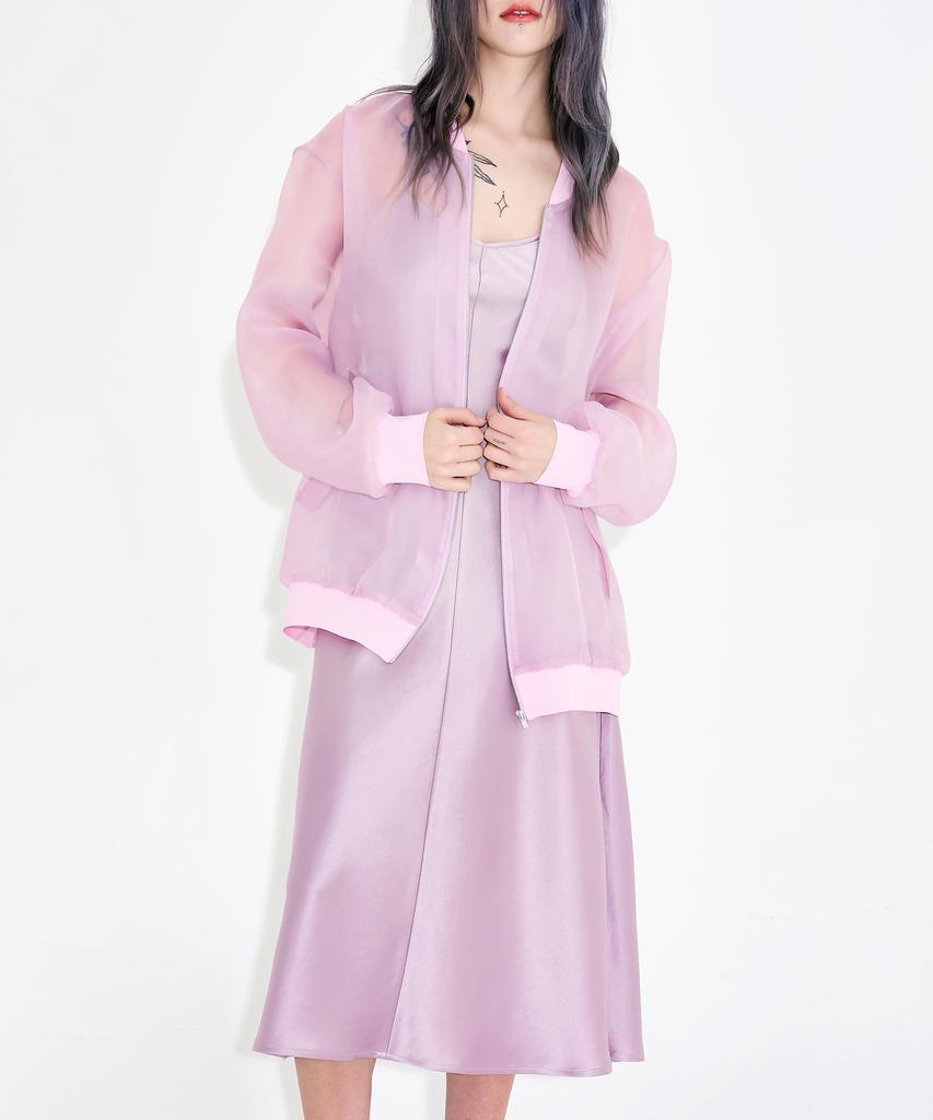 Wordog Bias Cut Acetate Drift Slit Dress Lavender