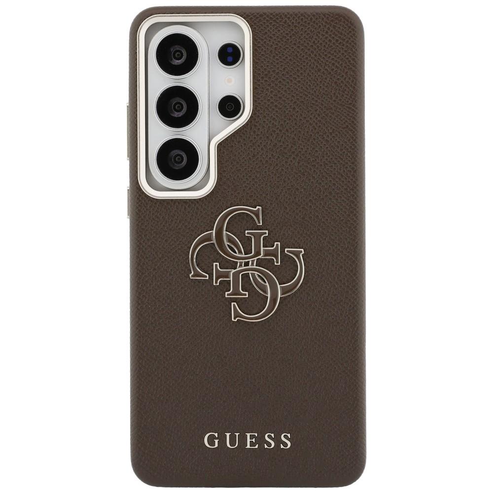 Funda Guess Grained con Logo Metálico 4G Grande para Samsung Galaxy S26 Ultra Marrón