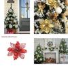 Radiant Glitter Artificial Flowers Perfect For Festive Christmas Tree Styling