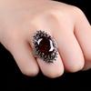 Retro Exaggerated Design Elegant Women's Fashion Oval Artificial Synthetic Red Garnet Ring Classic Design Women's EngaSynthetic Gemstoneent and Propos