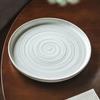 If The Old Series Ceramic Shallow Plate Retro Plate Household Tableware Ring Pattern Large Plate Western Food Steak Plate Salad Plate Vegetable Plate