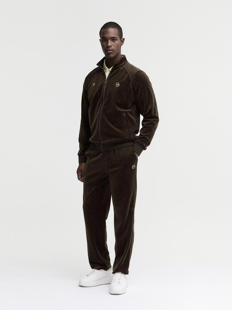 Sergio Tacchini M Mc Felpa con Zip in Velluto per Allenamento (D.Brown)
