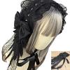 Vintage Styles Bowknot Hair Bandana Embroidered Lace Trim Unique Gothic Accessory for Women Cosplay Decoration