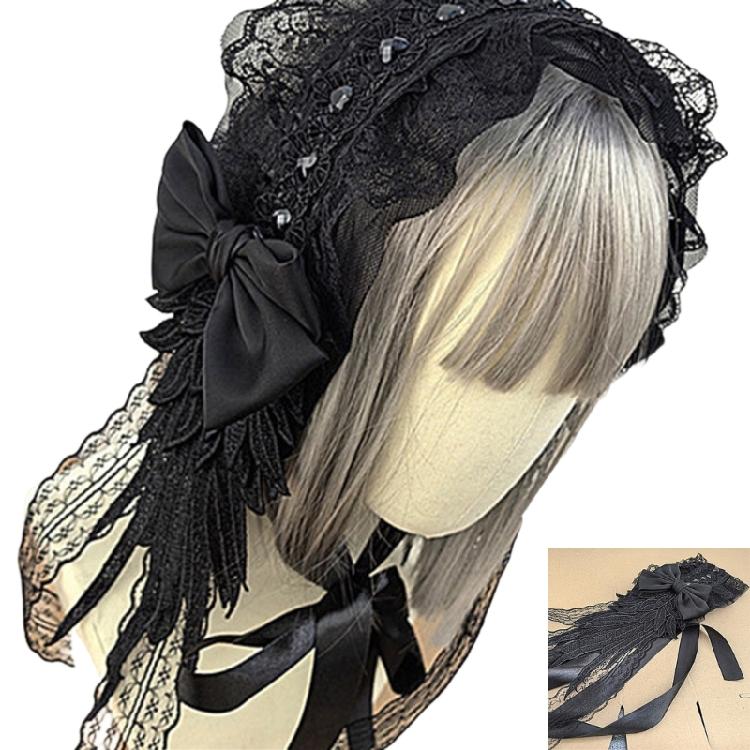 Elegant Lace Winged Headband Gothic Lolita Fashion Hairpiece Stylish Hair Ornament for Women Girls Special Occasions