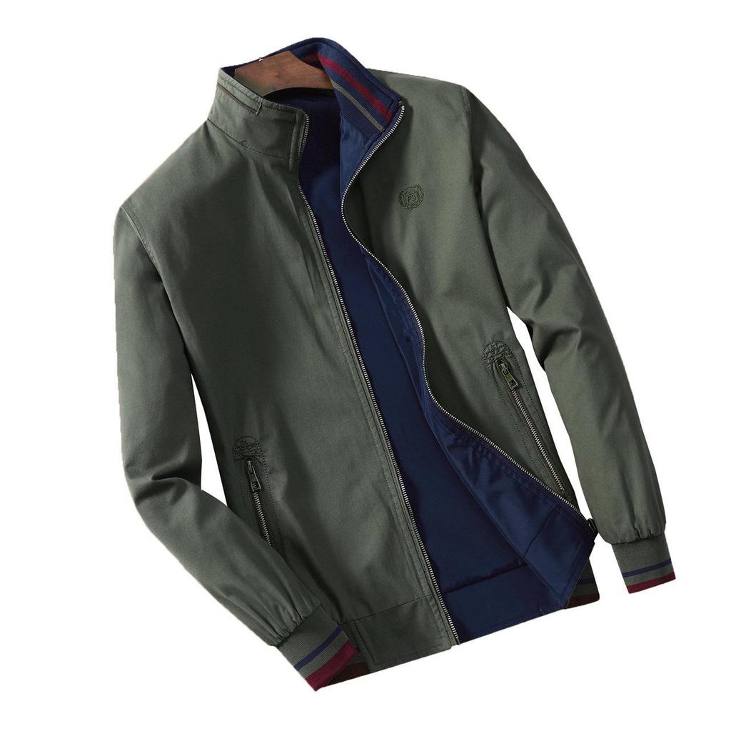 Pánská oboustranná bavlněná bunda na jaro a podzim - Stojáček, ležérní styl