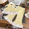 Girls' Summer Princess Style Two-Piece Set: Vest & Flared Pants