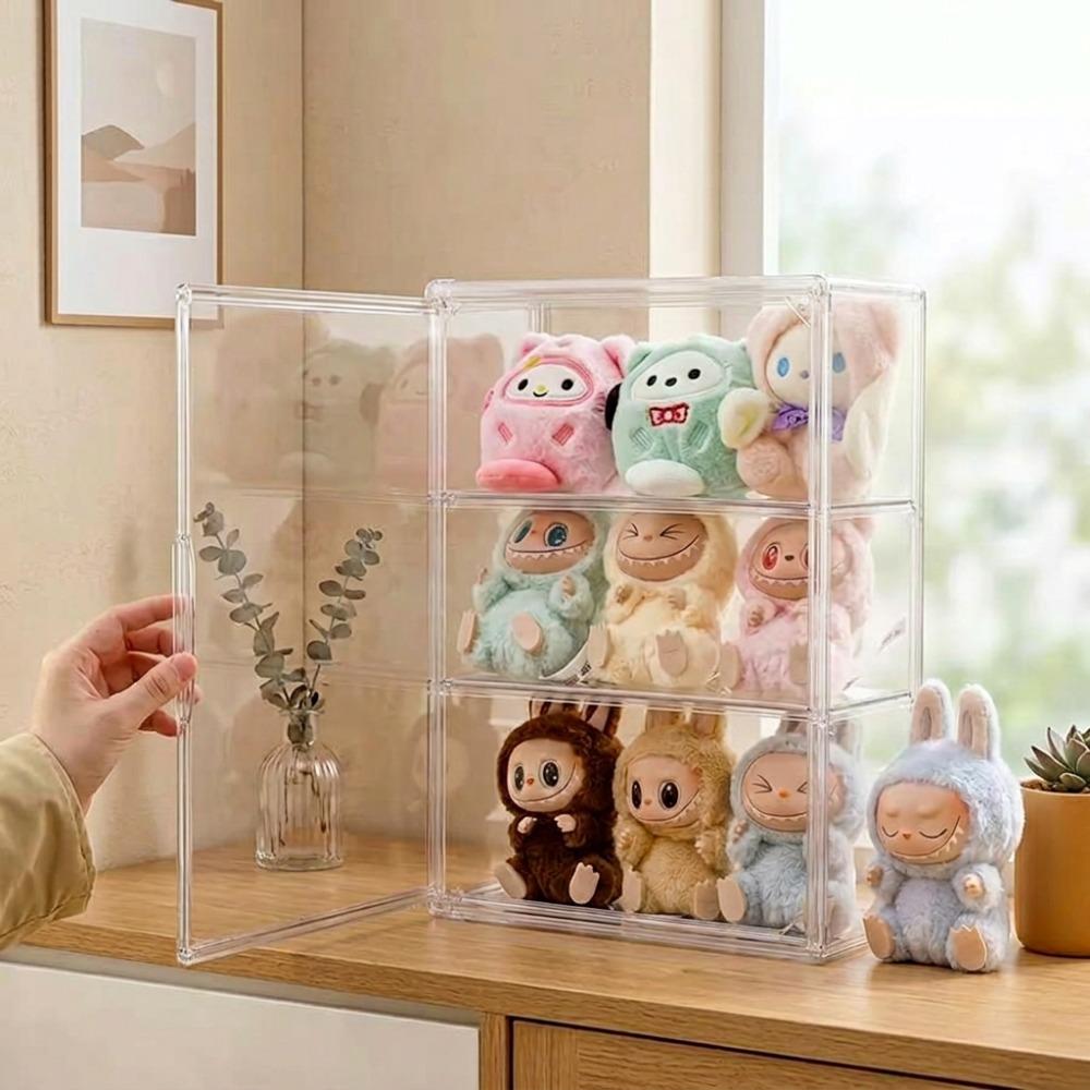 Transparent Storage Box with Partition Dustproof and Moisture-resistant Acrylic Display Case Organizer Box for Figure Display