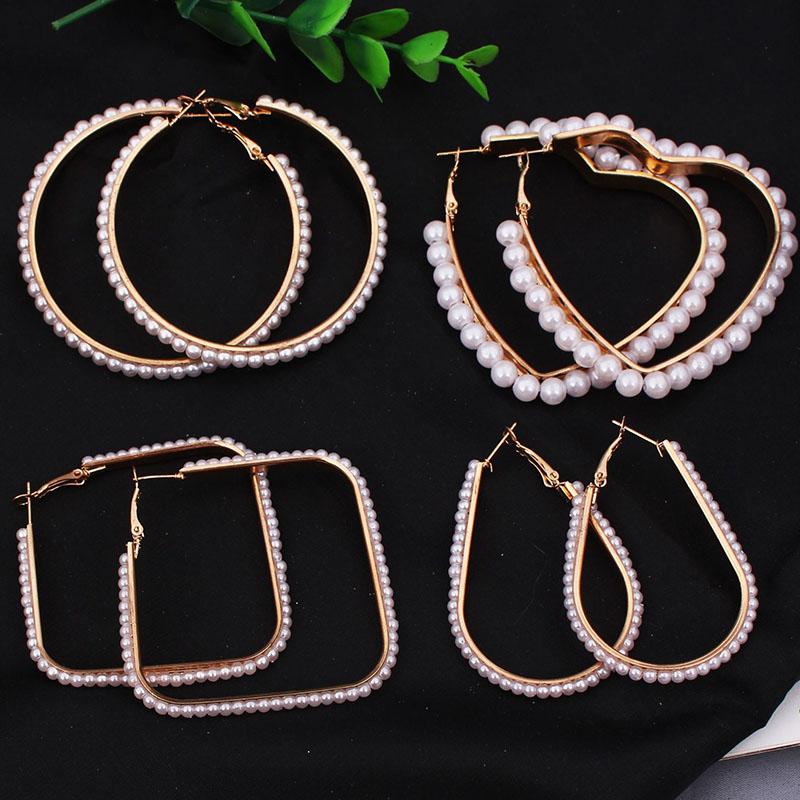

Hot selliing Party Jewelry Elegant Fashion Drop Dangle Geometric Wedding Engagement Ear Stud Earrings for Womens Pearl Hoop Earrings