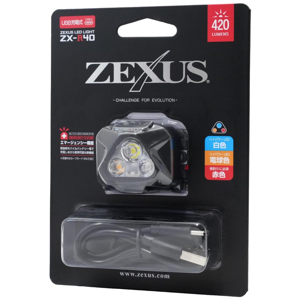 Fuji Lighting ZEXUS Rechargeable LED Light 420 Main LED Run Up to 18 ZX-R40 [Maximum Lumens, Time Hours, White/Bulb/Red LEDs]
