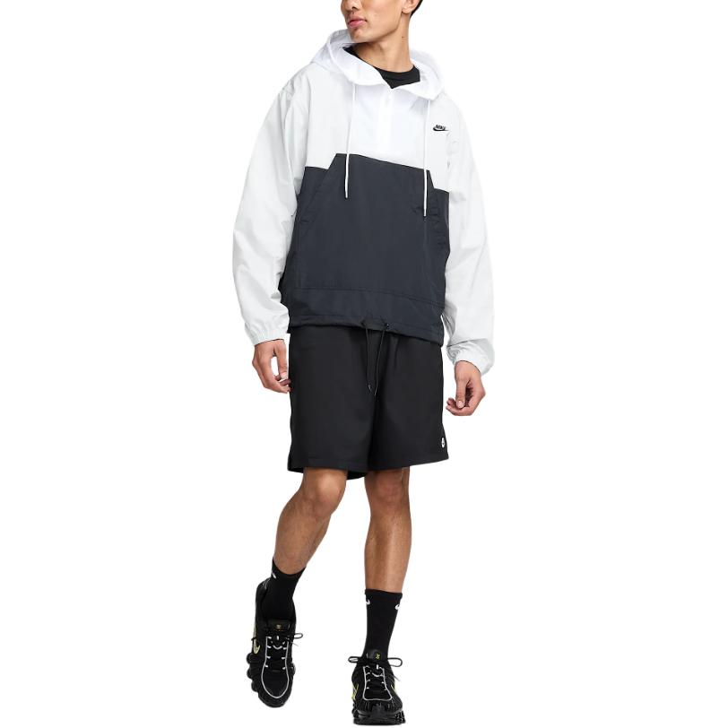 Nike Clubsportswear Marina Hooded Comfortable Fashion Long Sleeve Jacket Men Jacket Photon-Dust Black White HJ1958-025