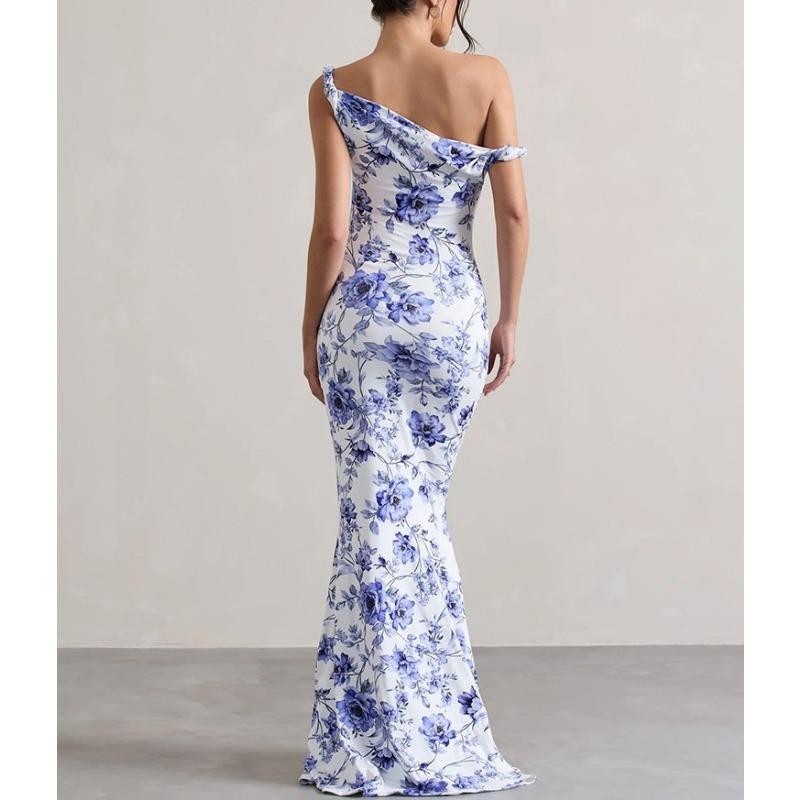 2025 Summer Sexy Halter Leopard Printed Suspender Dress New Fashion Elegant Sleeveless Bodycon Slim Long Party Dresses Women Clothing