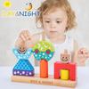 Wooden Early Education Bunny Day And Night Color Toy Car Children'S Educational Creative Splicing Building Block Baby