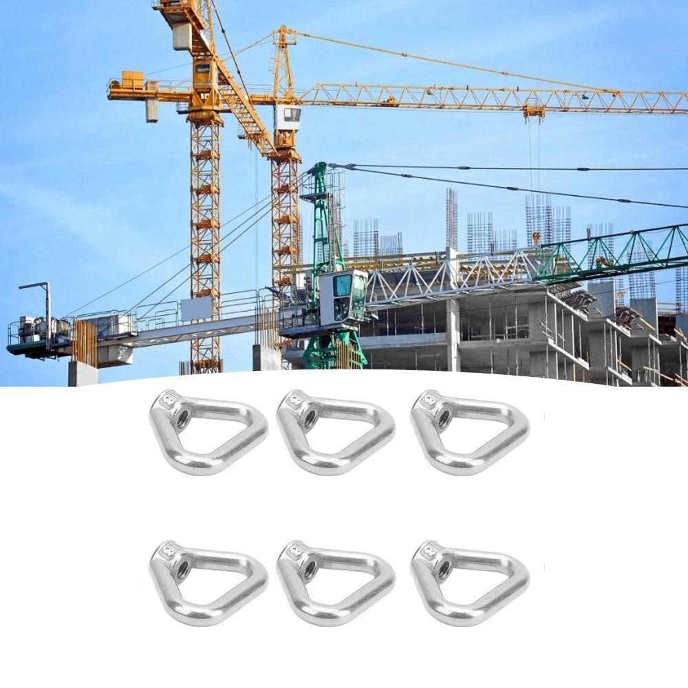 6 pcs M8 Thread Lifting Eye Nut Silver Triangle Shape Triangle Ring Nut Female Thread 304 Stainless Steel Eye Bolt Nut