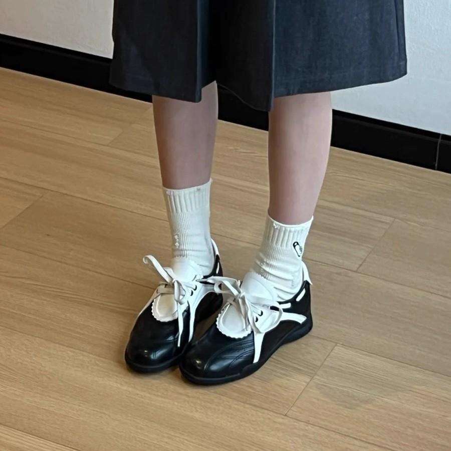 Lan Cabinet Edition~ Contrasting Color Functional Fengde Training Shoes Women's 2025 Autumn New Flat Bottom Height Increasing Casual Sneakers