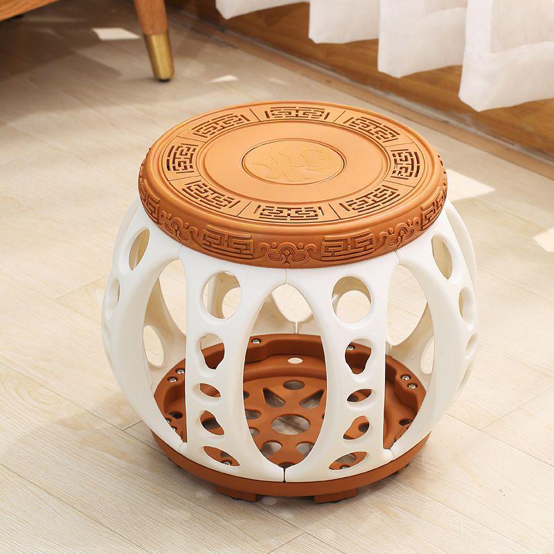 Ancient Style Chinese Round Drum Stool Bench - Artful Design for Tea or Coffee Rooms, Extra Thick Kite Embroidery, Multi-Purpose Qin Pipa Chair.