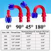 8Pcs AN4 AN6 AN8 AN10 AN12 Push-on Hose End Fittings Fuel Oil Cooler Hose Fitting 0 45 90 180 Degree Reusable Connection Adapter