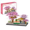 3668pcs Sakura House Tree Trains Station Building Blocks Cheer Flowers City Street View Assemble Bricks Collection Adult Toys