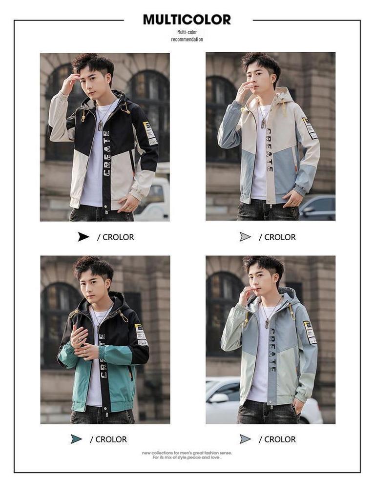 Stilvolle Kapuzenjacke im koreanischen Stil für Herren – Trendige lässige Übergangsjacke für Frühling/Herbst