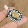 Gift For Her 925 Sterling Silver Natural Fossil Coral Gemstone Jewelry Pendant