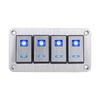 4 Gang Rocker Switch Panel 5Pin ON OFF SPST Blue Backlight Pre Wired Aluminum Alloy for Cars RVs Buses Trailers UTV