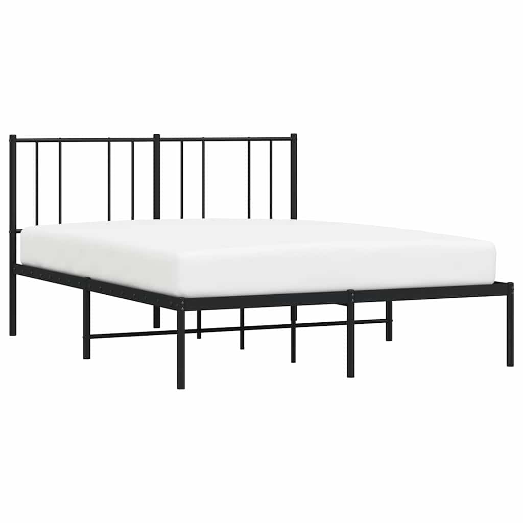 Metal Bed Frame with Headboard Black 120 x 200 cm