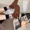 Female Autumn and Winter Thickened Warm Retro Cartoon Boneless Flocking Puppy Wool Drum Pile Socks