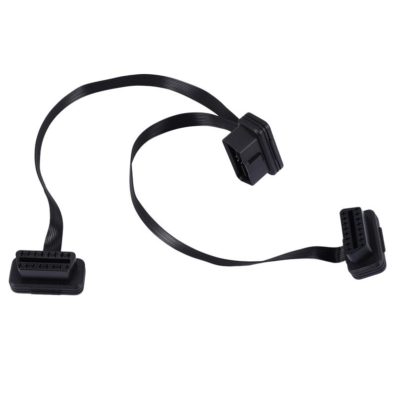 OBDII Удлинитель Двойной Разветвитель Y-образный OBD OBD2 16-контактный Папа-Мама Плоский+Тонкий Для ELM327 чёрный