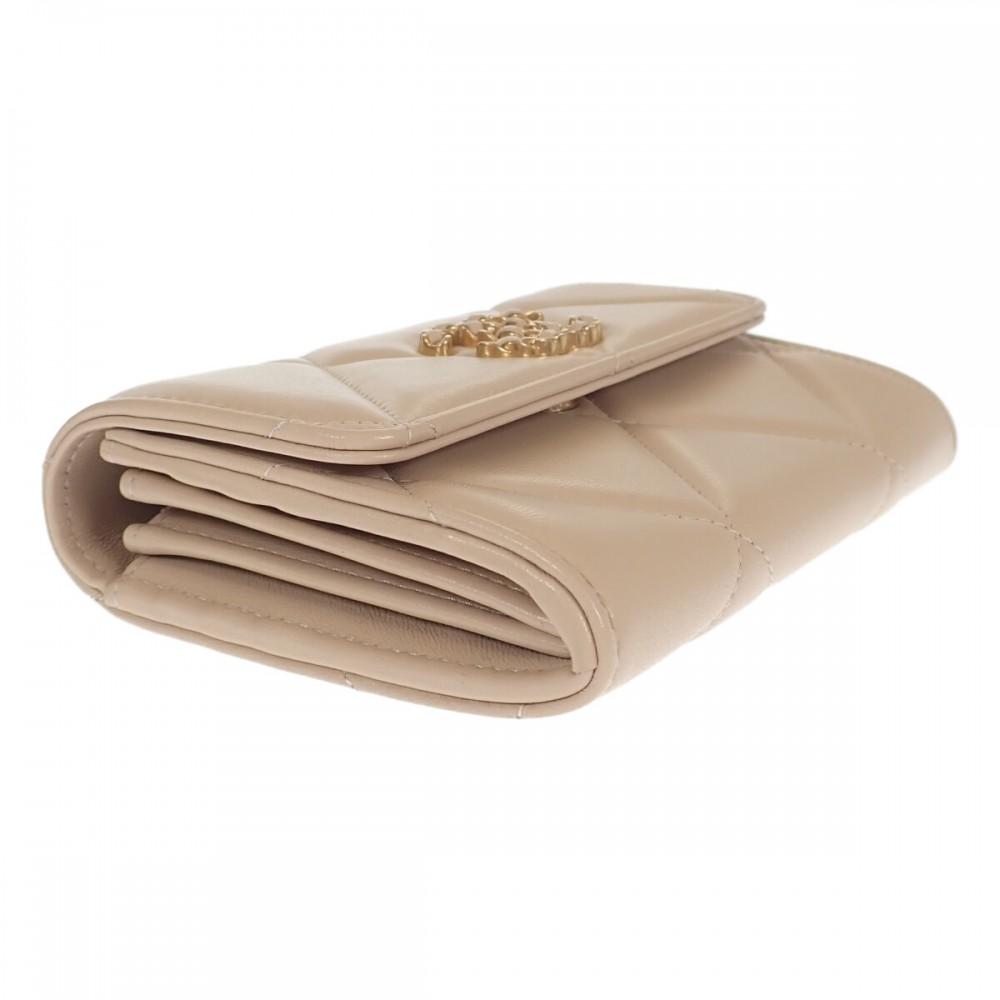 Chanel AP2700_B04852_N5025 Bifold Wallet Beige Lambskin Women