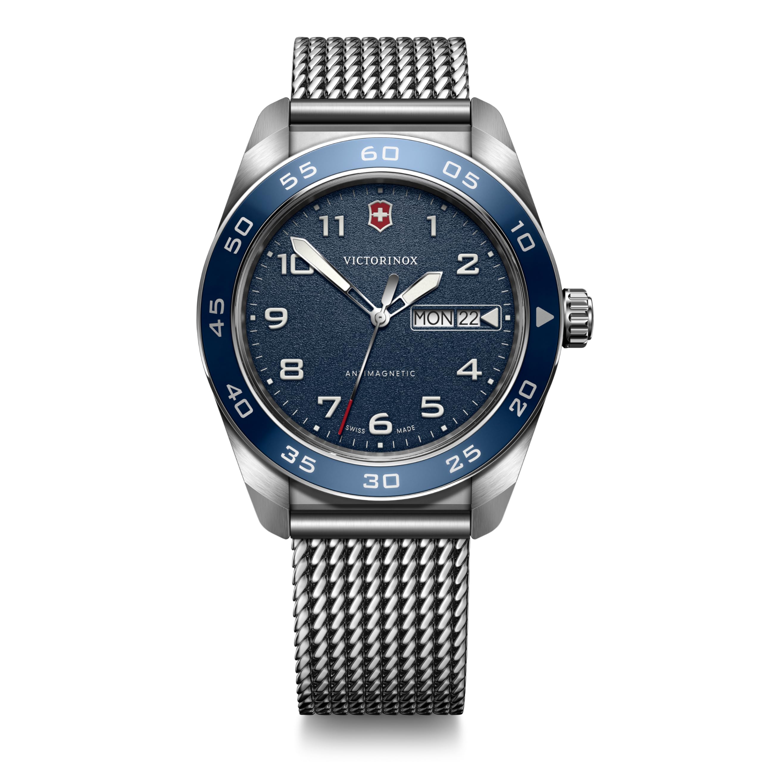 

VICTORINOX SWISS ARMY Analog Quartz Blue Mesh Stainless Steel Case Interchangeable Brand Blue 242042 Men s Watch, Waterproof, Movement, Dial,