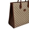 Gucci Monogram Logo Interlocking Double G Large Capacity Canvas And Leather Tote Bag Unisex Tote Bags Ebony Brown 674148-92THG-8563