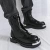 Herbstliche High-Top Lederstiefel - Dicksohlige Reißverschluss-Stiefeletten für Herren im britischen Stil, höhenerhöhende Freizeit- und formelle Kleidung.