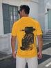 Men'S Short Sleeve Polo Shirt, Flat Digital Print Pattern – No Texture – Lonely Cowboy Back View Black Line Bold Style Printing, Fashionable And Easy
